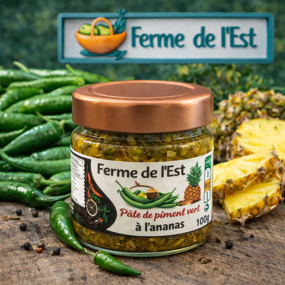PATE DE PIMENT VERT A L'ANANAS - La Ferme de L'Est – 100G 