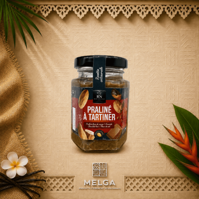PRALINÉ À TARTINER  FÈVE DE CACAO, AMANDES, CHOCOLAT BLANC ET FLEUR DE SEL – RN VANILLE RN PROFESIONNEL